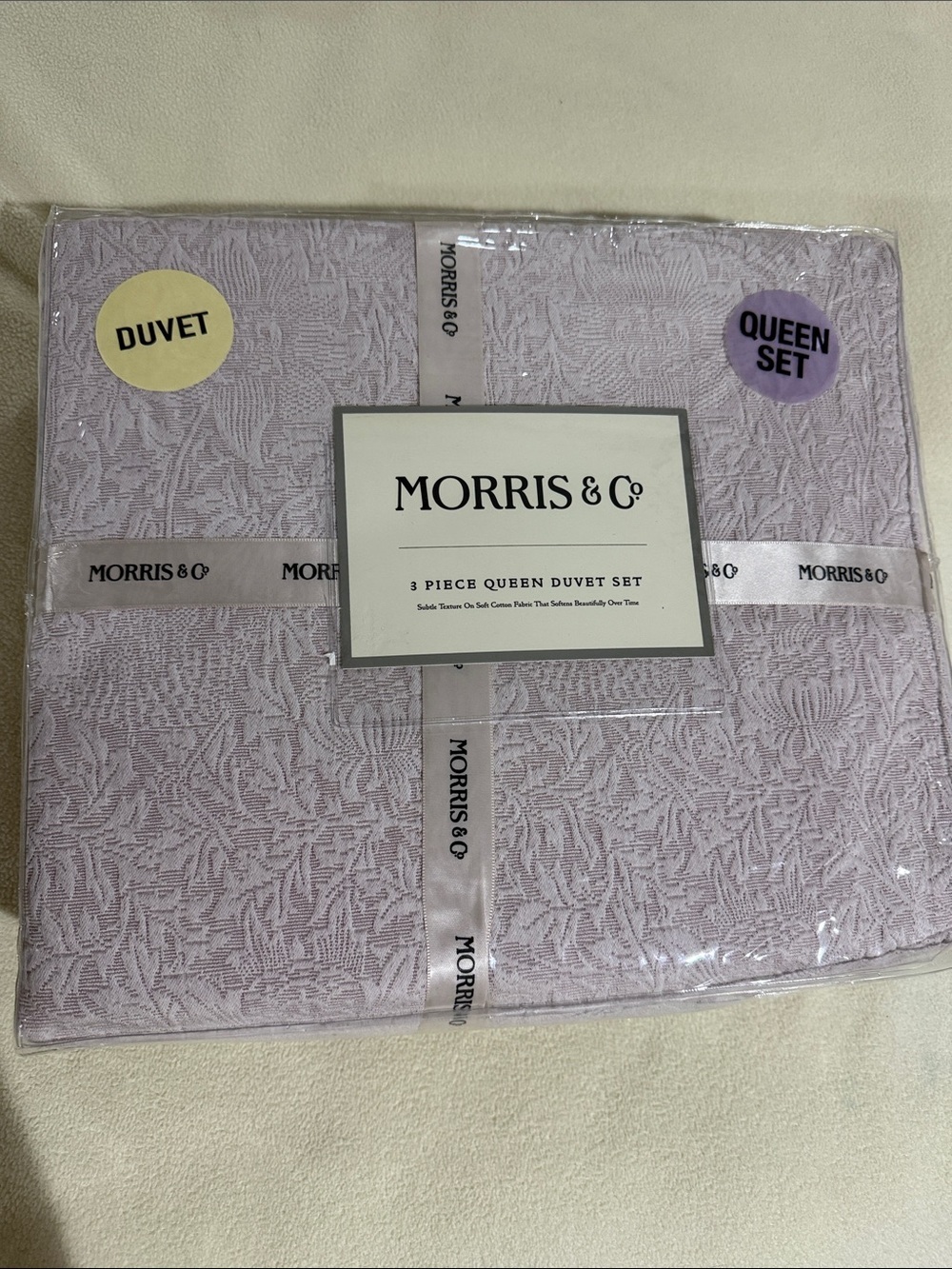 3pc WILLIAM MORRIS lavender Summer QUEEN Duvet Cover Set Cotton Percale new